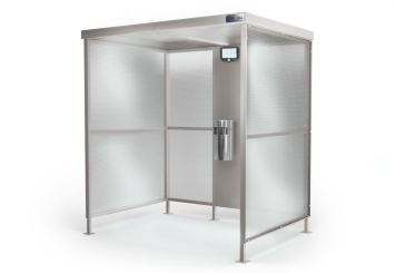 Large smoking shelter US2200/7, 2.200 mm x 1.650 mm x 2.400 mm, incl. LED solar lamp SLB800 and waste bin with ashtray 