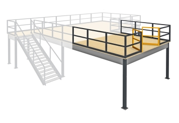 Mezzanine industrielle : Module C : Module d’extension, avec station de transfert et balustrade 