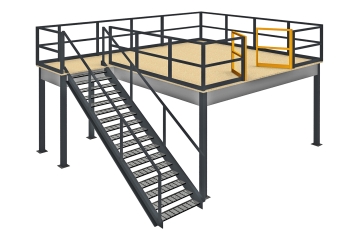 Mezzanine industrielle : Module A, modèle de base avec escalier et station de transfert 
