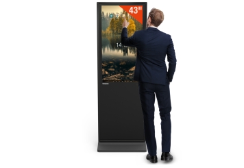 Totem numérique DKST-LED43 avec écran tactile, 43 in écran, Android 13, Noir, 610 mm x 450 mm x 1.787 mm, TecMaschin 