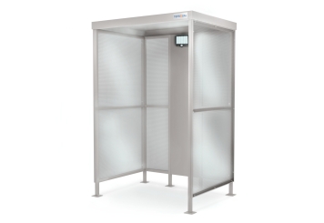 Small smoking shelter US1600/3, 1.600 mm x 1.200 mm x 2.400 mm, including solar lamp with motion detector 