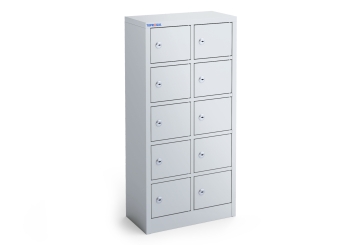 Wertfachschrank WSFS10 mit 10 Fächern, Grau, Stahlblech, TOPREGAL 