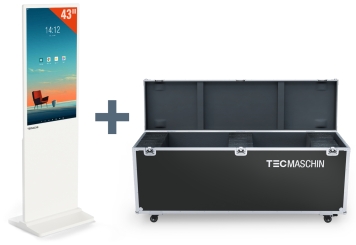 Totem numérique DKS-LED43 avec boîte de transport, Blanc, 43 in, Android 11, TecMaschin 