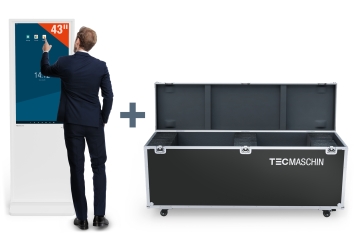 Totem multimediale DKST-LED43 con touchscreen incluso box di trasporto, bianco, 43 in Display, Android 11, TecMaschin 