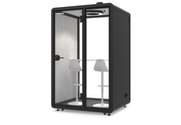Bureau cabine téléphonique LIA150 pour 2 personnes, Noir, 1.370 mm x 1.206 mm surface de la pièce 