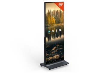 Mobiler digitaler Kundenstopper DKS-LED69, 69 in Display, Android 11, Schwarz, 675 mm x 500 mm x 1.726 mm, TecMaschin 