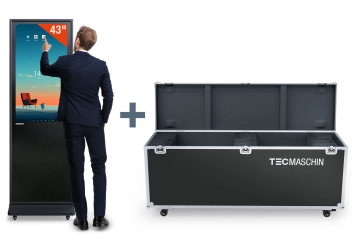 Totem numérique mobile DKST-LED43 avec écran tactile, coffret de transport, Noir, 43 in écran, Android 13, TecMaschin 