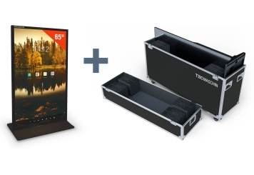 Totem numérique DKS-LED65 avec boîte de transport, 65 in écran, Android 13, Noir, 870 mm x 450 mm x 1.555 mm, TecMaschin 
