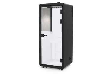 Bureau Cabine téléphonique / cabine acoustique LIA100 avec film dépoli pour 1 personne, Noir, 870 mm x 866 mm surface 