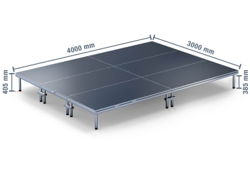 4 m x 3 m Mobile Eventbühne EBM850/2, 405 mm hoch, 6 Module, 850 kg max. Belastung pro Modul 