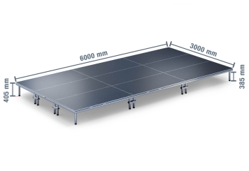 6 m x 3 m Mobile Eventbühne EBM850/2, 405 mm hoch, 9 Module, 850 kg max. Belastung pro Modul 