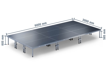 6 m x 3 m Mobile Eventbühne EBM850/2, 605 mm hoch, 9 Module, 850 kg max. Belastung pro Modul 