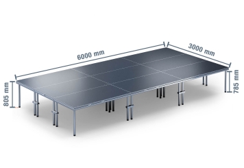 6 m x 3 m Mobile Eventbühne EBM850/2, 805 mm hoch, 9 Module, 850 kg max. Belastung pro Modul 
