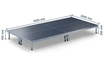 4 m x 2 m Mobile Eventbühne EBM850/2, 405 mm hoch, 4 Module, 850 kg max. Belastung pro Modul 