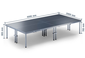 4 m x 2 m Mobile Eventbühne EBM850/2, 805 mm hoch, 4 Module, 850 kg max. Belastung pro Modul 