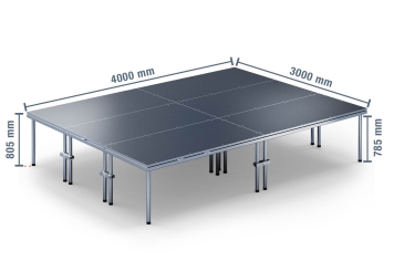 4 m x 3 m Mobile Eventbühne EBM850/2, 805 mm hoch, 6 Module, 850 kg max. Belastung pro Modul 