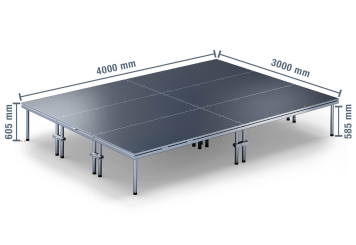 4 m x 3 m Mobile Eventbühne EBM850/2, 605 mm hoch, 6 Module, 850 kg max. Belastung pro Modul 