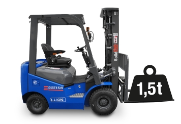 Chariot élévateur électrique LI-ION GSE15/5, chargeur intégré, capacité de charge 1.500 kg, SolidHub 