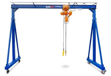Mobiler Portalkran PK1000/2 inkl. Elektrokettenzug, B-Ware, max. Tragfähigkeit 1.000 kg, 2.190 mm Hubhöhe, SolidHub 