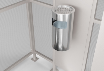 Large smoking shelter US2200/7, 2.200 mm x 1.650 mm x 2.400 mm, incl. LED solar lamp SLB800 and waste bin with ashtray 