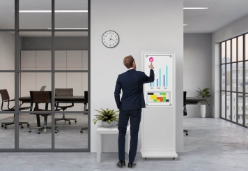 Totem numérique mobile DKST-LED43 avec écran tactile, 43 in, Android 11, Blanc, 610 mm x 450 mm x 1.877 mm, TecMaschin 