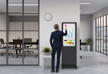 Totem numérique mobile DKST-LED43 avec écran tactile, 43 in, Android 13, Noir, 610 mm x 450 mm x 1.877 mm, TecMaschin 