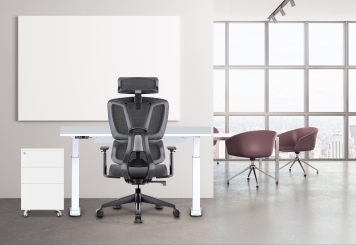 Ensemble de bureau : Chaise de bureau LENA, bureau réglable en hauteur MILLA120 et caisson roulant FRIDA de TOPREGAL 