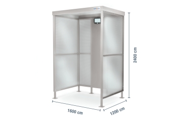 Small smoking shelter US1600/3, 1.600 mm x 1.200 mm x 2.400 mm, including solar lamp with motion detector 