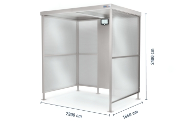 Large smoking shelter US2200/7, 2.200 mm x 1.650 mm x 2.400 mm, including solar lamp with motion detector 