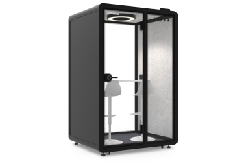 Bureau cabine téléphonique LIA150 pour 2 personnes, Noir, 1.370 mm x 1.206 mm surface de la pièce 