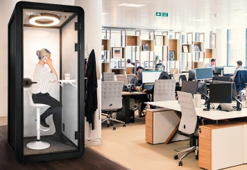 Bureau Cabine téléphonique /  cabine acoustique LIA100 pour 1 personnes, Noir, 870 mm x 866 mm surface de la pièce 