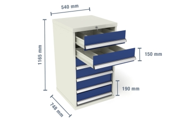 Armoire à outils WS6 avec 6 tiroirs largeur 540 mm/profondeur 748 mm pour MFW/MFR1000 