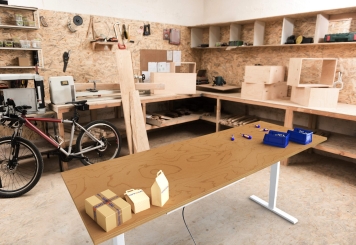 Table de travail avec réglage électrique en hauteur, plaque multiplex 2.000 mm x 800 mm, charge utile 80 kg 