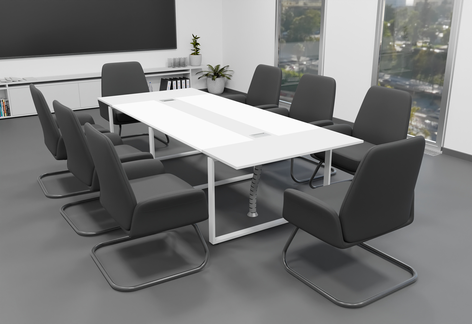 Produktbild von Büro Sitzgruppe – Konferenztisch 160x80 Cm + 6 Stühle, Weiß, Für Besprechungen