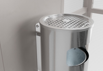 Large smoking shelter US2200/7, 2.200 mm x 1.650 mm x 2.400 mm, incl. LED solar lamp SLB800 and waste bin with ashtray 