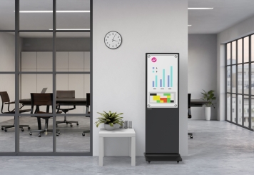 Totem numérique mobile DKS-LED43 avec mallette de transport, Noir, 43 in présentoir, Android 13, TecMaschin 