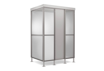 Small smoking shelter US1600/3, 1.600 mm x 1.200 mm x 2.400 mm, including solar lamp with motion detector 