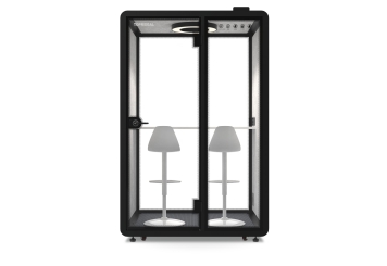 Bureau cabine téléphonique LIA150 pour 2 personnes, Noir, 1.370 mm x 1.206 mm surface de la pièce 
