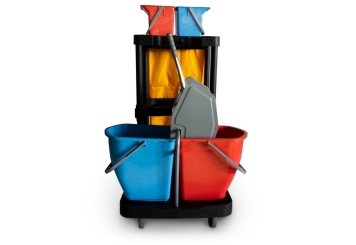 Chariot de nettoyage RWW4 avec presse, 4 seaux et sac poubelle, wipeket 