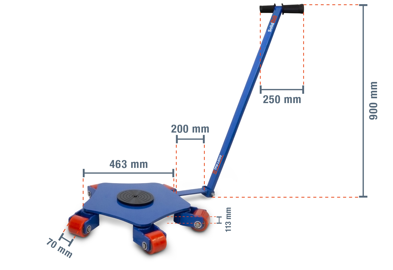 HEMMDAL Transportfahrwerk – 12.000 Kg Tragkraft, 420 X 268 Mm, Verstellbar, 12 Nylonrollen, Schwerlast-Rollwagen