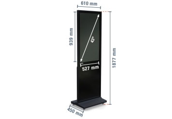 Totem numérique mobile DKST-LED43 avec écran tactile, 43 in, Android 13, Noir, 610 mm x 450 mm x 1.877 mm, TecMaschin 