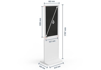 Totem numérique DKST-LED43 avec écran tactile, 43 in écran, Android 11, Blanc, 610 mm x 450 mm x 1.787 mm, TecMaschin 