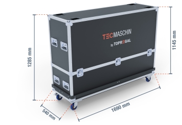 Boîte de transport TB/SBO-3 pour 3 panneaux LED pour stade, 540 mm x 1.690 mm x 1.285 mm, TecMaschin 