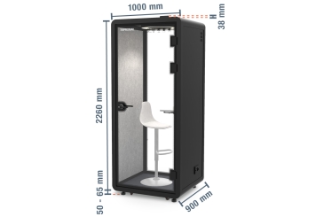 Bureau Cabine téléphonique /  cabine acoustique LIA100 pour 1 personnes, Noir, 870 mm x 866 mm surface de la pièce 