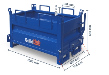 Benne à fond ouvrant KBB300 pour chariot élévateur, volume de remplissage 200 l, SolidHub 