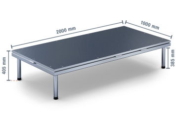 2 m x 1 m Mobile Eventbühne EBM850/2, 400 mm hoch, 1 Module, 850 kg max. Belastung pro Modul 