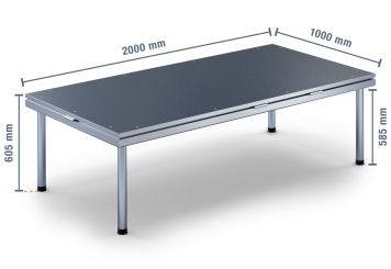 2 m x 1 m Mobile Eventbühne EBM850/2, 600 mm hoch, 1 Module, 850 kg max. Belastung pro Modul 
