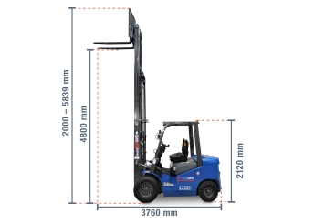 Chariot élévateur électrique LI-ION GSE25/5, chargeur intégré, capacité de charge 2.500 kg, SolidHub 