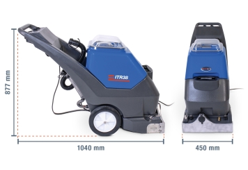 Machine de nettoyage de moquettes industrielle ITR38, largeur de nettoyage 460 mm, wipeket 