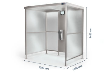 Large smoking shelter US2200/7, 2.200 mm x 1.650 mm x 2.400 mm, incl. LED solar lamp SLB800 and waste bin with ashtray 